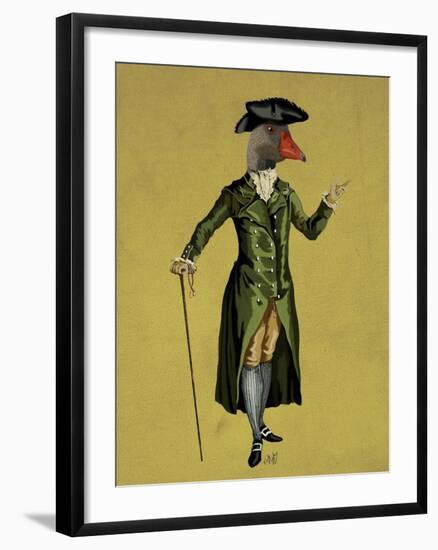 Goose in Green Regency Coat-Fab Funky-Framed Art Print