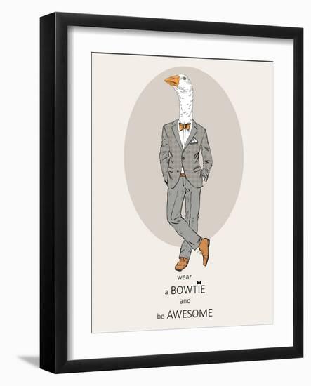 Goose in Pin Suit-Olga Angellos-Framed Art Print