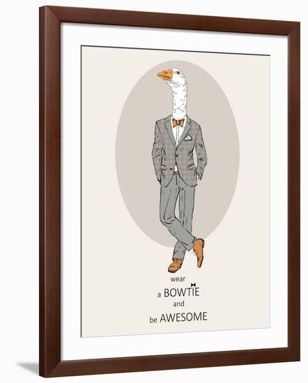 Goose in Pin Suit-Olga Angellos-Framed Art Print