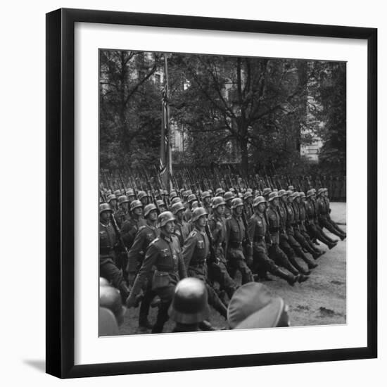 Goose-Stepping German Troops in a Victory Parade Through Warsaw, Poland. Sept. 1939-null-Framed Photo