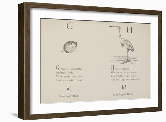 Gooseberry and Heron Illustrations and Verse From Nonsense Alphabets by Edward Lear.-Edward Lear-Framed Giclee Print