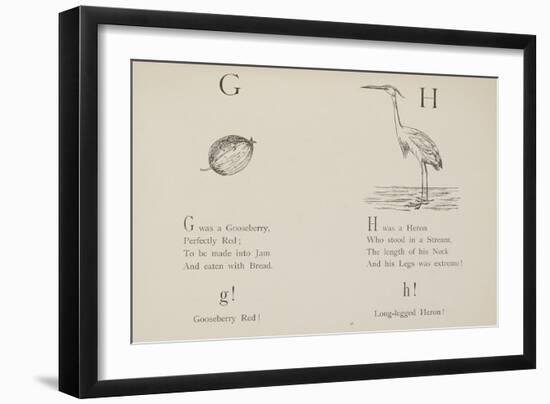 Gooseberry and Heron Illustrations and Verse From Nonsense Alphabets by Edward Lear.-Edward Lear-Framed Giclee Print