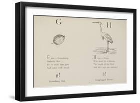 Gooseberry and Heron Illustrations and Verse From Nonsense Alphabets by Edward Lear.-Edward Lear-Framed Giclee Print