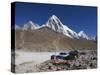 Gorak Shep Lodges, Kala Pattar and Pumori, 7165M, Sagarmatha National Park, Himalayas-Christian Kober-Stretched Canvas