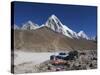 Gorak Shep Lodges, Kala Pattar and Pumori, 7165M, Sagarmatha National Park, Himalayas-Christian Kober-Stretched Canvas