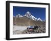 Gorak Shep Lodges, Kala Pattar and Pumori, 7165M, Sagarmatha National Park, Himalayas-Christian Kober-Framed Photographic Print