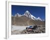 Gorak Shep Lodges, Kala Pattar and Pumori, 7165M, Sagarmatha National Park, Himalayas-Christian Kober-Framed Photographic Print