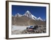 Gorak Shep Lodges, Kala Pattar and Pumori, 7165M, Sagarmatha National Park, Himalayas-Christian Kober-Framed Photographic Print