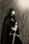 Portrait of a Medieval Lady with Sword (Sepia Toned)-Gordana-Photographic Print