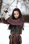 Woman in the Medieval Costume Holding a Sword-Gordana-Premium Photographic Print