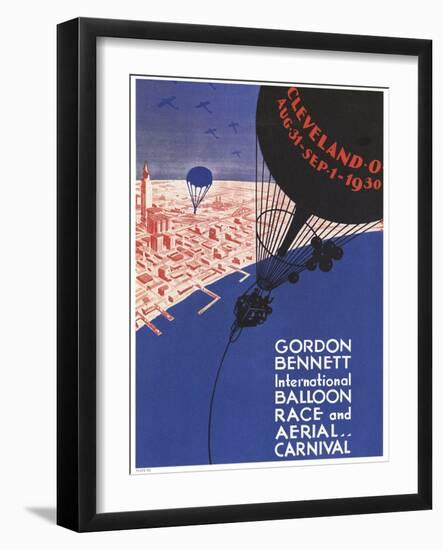 Gordon Bennett International Balloon Race In Cleveland-null-Framed Art Print