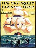 "Ship and Sailboats," Saturday Evening Post Cover, July 16, 1932-Gordon Grant-Giclee Print