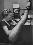 Dancer Mary Ellen Terry Talking with Her Legs Up in Telephone Booth-Gordon Parks-Photographic Print