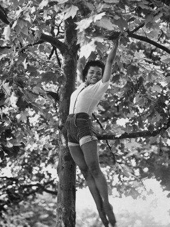 Eartha Kitt Playing in the Tree