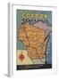 Gordon, Wisconsin - Large Letter Scenes-Lantern Press-Framed Art Print