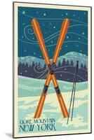Gore Mountain, New York - Crossed Skis-Lantern Press-Mounted Art Print