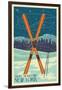 Gore Mountain, New York - Crossed Skis-Lantern Press-Framed Art Print