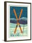 Gore Mountain, New York - Crossed Skis-Lantern Press-Framed Art Print