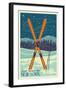 Gore Mountain, New York - Crossed Skis-Lantern Press-Framed Art Print