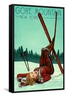 Gore Mountain, New York - Ski Pinup-Lantern Press-Framed Stretched Canvas