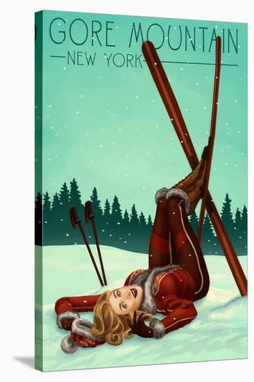 Gore Mountain, New York - Ski Pinup-Lantern Press-Stretched Canvas