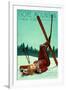 Gore Mountain, New York - Ski Pinup-Lantern Press-Framed Art Print