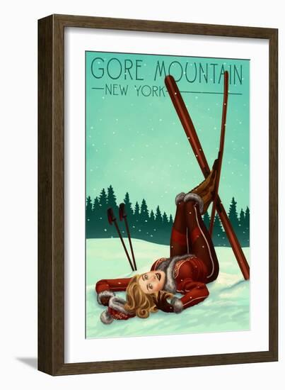 Gore Mountain, New York - Ski Pinup-Lantern Press-Framed Art Print