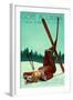 Gore Mountain, New York - Ski Pinup-Lantern Press-Framed Art Print