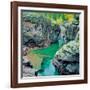 Gorge and Fall Colors Along Mcdonald Creek in Glacier National Park, Montana-John Lambing-Framed Photographic Print