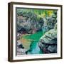 Gorge and Fall Colors Along Mcdonald Creek in Glacier National Park, Montana-John Lambing-Framed Photographic Print