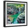 Gorge and Fall Colors Along Mcdonald Creek in Glacier National Park, Montana-John Lambing-Framed Photographic Print