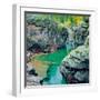 Gorge and Fall Colors Along Mcdonald Creek in Glacier National Park, Montana-John Lambing-Framed Photographic Print