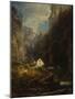 Gorge with Farmhouse at a Stream, about 1875/80-Carl Spitzweg-Mounted Giclee Print