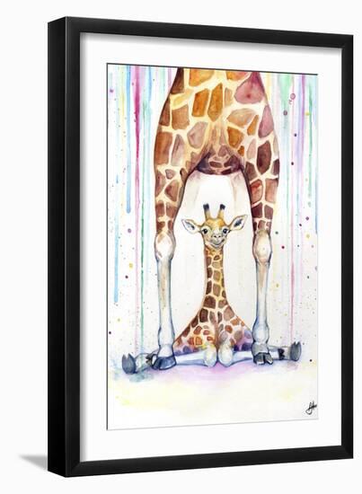 Gorgeous Giraffes (Rain)-Marc Allante-Framed Premium Giclee Print