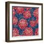 Gorgeous Red Flowers on Blue Background-hoverfly-Framed Art Print