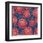 Gorgeous Red Flowers on Blue Background-hoverfly-Framed Art Print