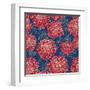 Gorgeous Red Flowers on Blue Background-hoverfly-Framed Art Print