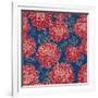 Gorgeous Red Flowers on Blue Background-hoverfly-Framed Art Print