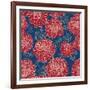 Gorgeous Red Flowers on Blue Background-hoverfly-Framed Art Print