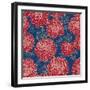 Gorgeous Red Flowers on Blue Background-hoverfly-Framed Art Print