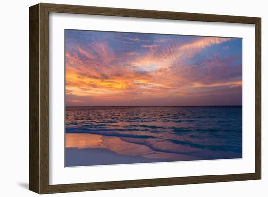 Gorgeous Sunset over Ocean, Panorama of Tropical Island, Maldives-Maryna Patzen-Framed Photographic Print