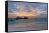 Gorgeous Sunset over the Ocean. Panorama of Tropical Island. Maldives-Maryna Patzen-Framed Stretched Canvas