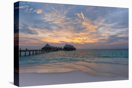 Gorgeous Sunset over the Ocean. Panorama of Tropical Island. Maldives-Maryna Patzen-Stretched Canvas