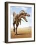 Gorgosaurus Running across an Open Desert-null-Framed Art Print