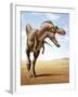 Gorgosaurus Running across an Open Desert-null-Framed Art Print