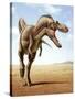 Gorgosaurus Running across an Open Desert-null-Stretched Canvas