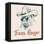Gorilla like a Texas Ranger Dressed in Sheriff Hat.Prints Design for T-Shirts-Dimonika-Framed Stretched Canvas