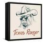 Gorilla like a Texas Ranger Dressed in Sheriff Hat.Prints Design for T-Shirts-Dimonika-Framed Stretched Canvas