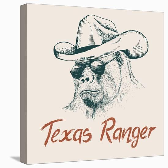 Gorilla like a Texas Ranger Dressed in Sheriff Hat.Prints Design for T-Shirts-Dimonika-Stretched Canvas