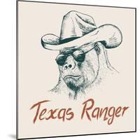 Gorilla like a Texas Ranger Dressed in Sheriff Hat.Prints Design for T-Shirts-Dimonika-Mounted Art Print